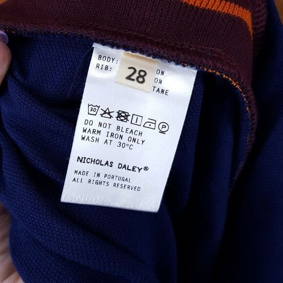 NICHOLAS DALEY Track Pants Mens Size 28 Blue Pull On Wide Leg Stripe Logo $540 - Picture 8 of 13